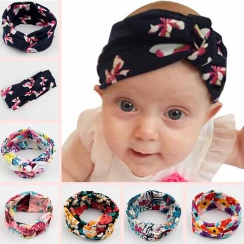Nishine Bohemia Kids Knot Headband Newborn Infant Toddler Cute Cotton Printed Flower Headwraps Baby Girls Hairbands Headwear