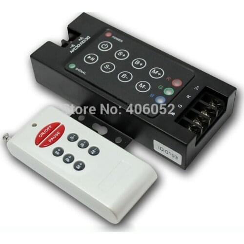 10set/lot wholesale DC12V-24V 144w 12A Iron shell 8key RGB color RF remote controller for led strip