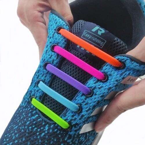 Silicone Elastic Shoelaces Fashion Unisex Athletic No Tie Shoe Lace All Sneakers Fit Quick Shoe Lace 24 Color