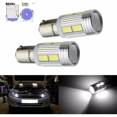 ANGRONG 10x BAX9s H6W 10 SMD LED 433 434 Bulb Indicator Reverse Parking Side Light White(CA231x10)