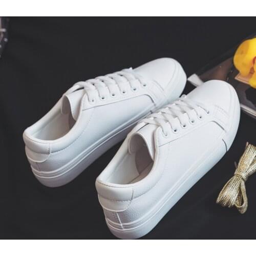 Solid classic female flats casual shoes women sneakers lace-up leather 2021 platform sneakers woman shoes dropshipping
