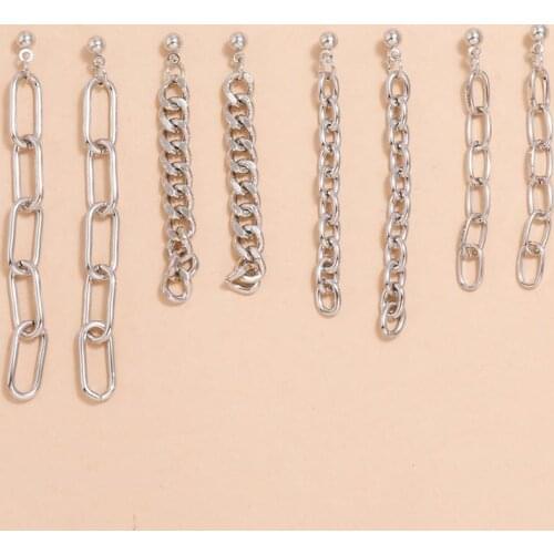 HI MAN 8pcs/lot Punk Simple Fashion Chain Tassel Earrings Women Wedding Party Trend Jewelry Accessories Friendship Gifts