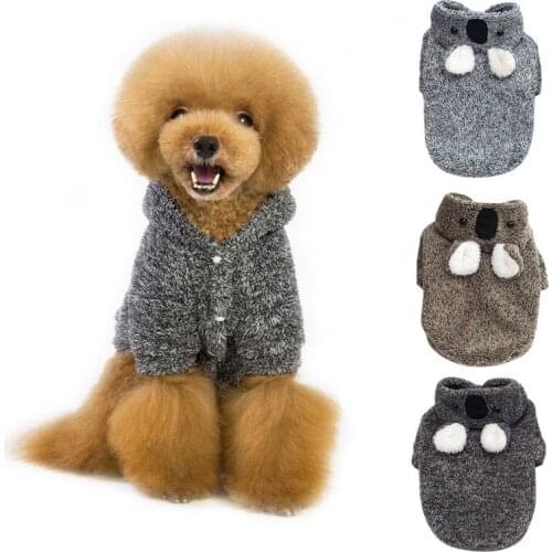 Winter Warm Dog Clothes Cartoon Sloth with Ears Hooded Coral Velvet Dog Clothing Costumes For Pug Clothes Pet Puppy Coat Jacket