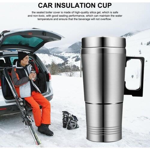 DC 12V/24V 300ml Vehicle Heating Cup Waterproof 304 Stainless Steel Removable USB Car Kettle Water Heater Car Mug Travel Kettle