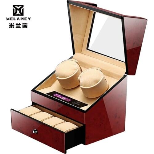 2+4 Holders Storage Watch Winder for Automatic Mechanical Watch Motor Winding Case Luxury Black Shaker Boxes with Plug