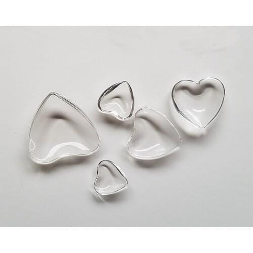20pcs/lot 8/10/12/16/18/20mm Clear Transparent Heart Shape Glass Cabochon for DIY Charm Pendant Necklace Jewelry Making Findings