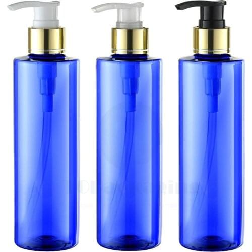 20 x 250ML Spiral Lotion Pump Bottle,Blue Plastic Cosmetic Container,Empty Shampoo Refillable Bottle,Sample Essence Oil Bottle