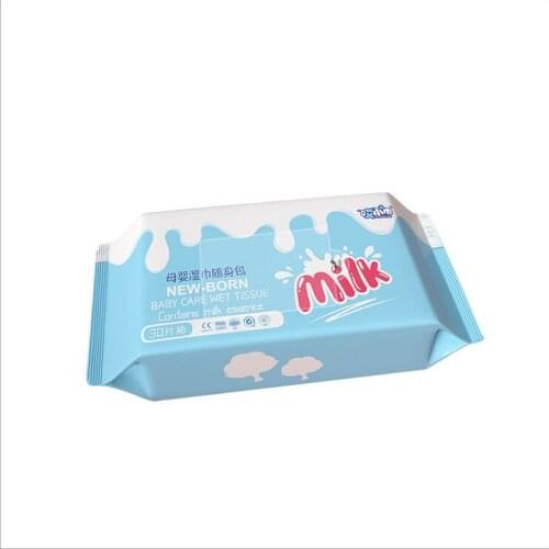 30Pce/Pack Portable Disposable Skin Friendly Wet Tissue Contains Milk For New-Born Baby