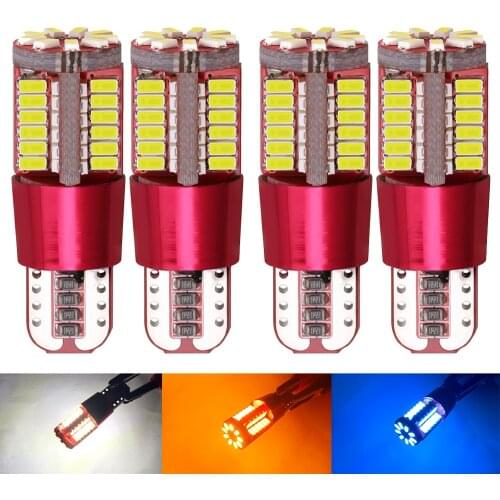 4pcs T10 168 192 W5W 57 SMD 3014 LED Canbus No Error Car Marker Light Parking Lamp 57smd Motor Wedge Bulb White Red Blue Yellow