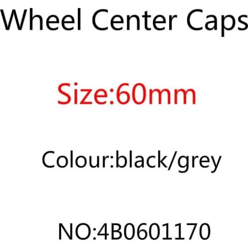 4pcs/lot 60mm grey black Car Wheel Center Caps Hub Rim covers badge for Audi A3 A4 A5 A7 A8 Q3 Q5 Q7 TT S3 S4 8P 4B0601170