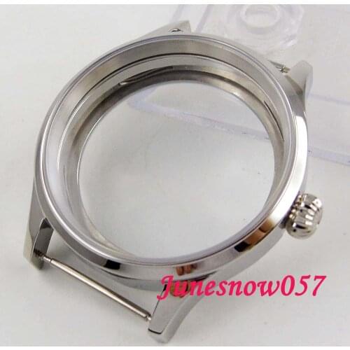 43mm watch case sapphire glass Polished 316L stainless steel Fit ETA 6497 6498 hand winding movement C144