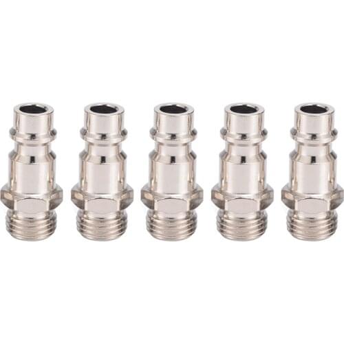 5pcs Copper Iron Euro Air Line Hose Fitting 1/4" BSP Male Quick Release Air Compressor Connector 33x11mm