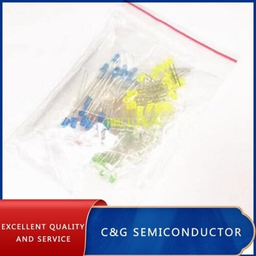 5 Values x20pcs =100pcs 3mm Red/Yellow/Green/Blue/White Round led diode Mixed Color kit