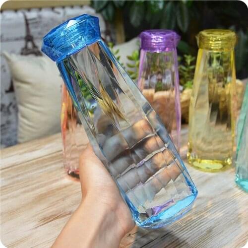 620ml Space Bottle Diamond crystal shape plastic Water Bottle Leak Proof portable Outdoor Hiking Camping Girl Sport bottle