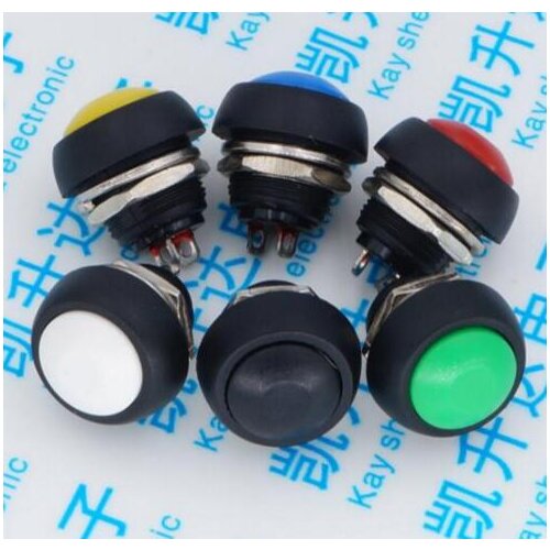 Free shipping 12PCS(2pcs for each color) Colours mini non locking push button switch PBS-33B waterproof switch 12mm reset switch