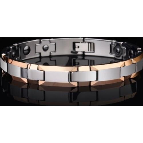 2019 Hot Selling Japan Korean 8mm/10mm Width Rose Gold Tungsten Chain Bracelets for Men Women Inlay Health Magnetic Stone