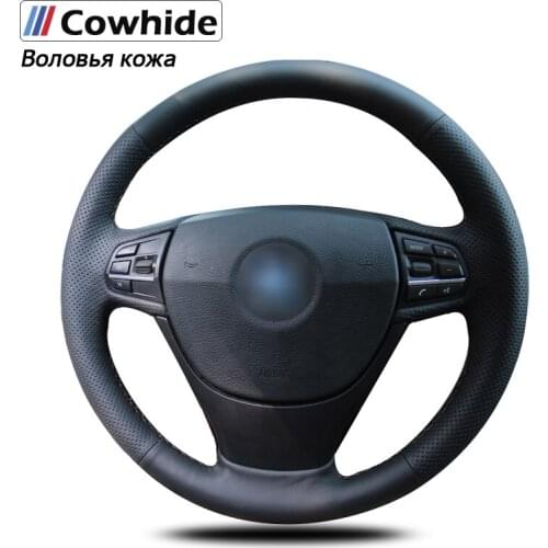Handsewing Black Genuine Leather Steering Wheel Covers forBMW F10 F07 (GT) 2009 2010 2012 2013 2014 2015 2016 2017 F11