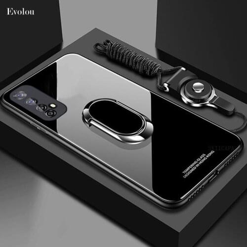 For OPPO Realme C17 Case Tempered Glass Ring Magnet Holder Case Cover For Realme C17 7i 7 Pro Soft Frame Back Cover capa