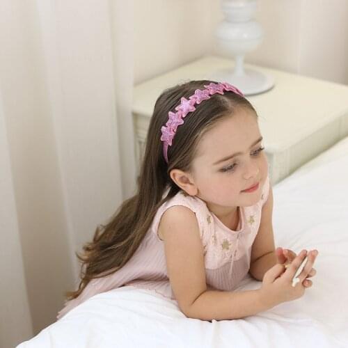 Shimmer Powder Pink Pointed Star Hair Hoop Boutique Baby Hairbands Princess Headwear Children Headbands Girls Hair Accessories