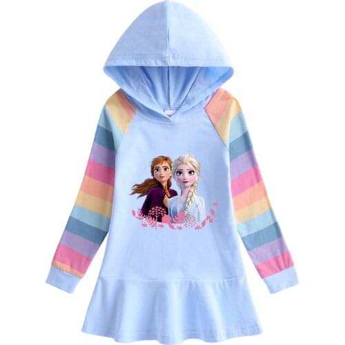 Disney Autumn Kids Dresses for Girls Frozen Elsa Princess Dress Girls Long Sleeve Party Vestidos Baby Girl Children Clothing