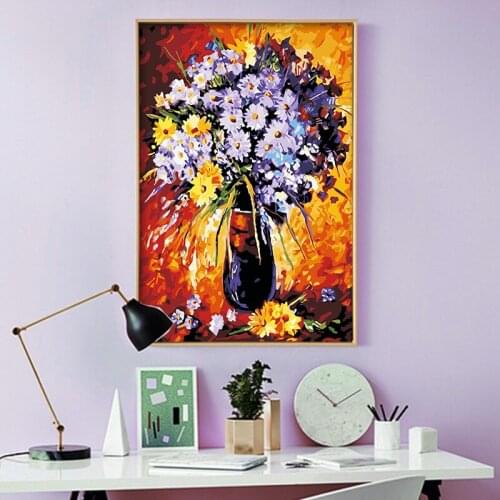 DIY digital painting flower and bottle rose peony flower art decoration painting creative adult hand-painted decompression