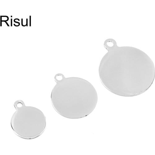 Round ID Tags Stainless Steel Circle Charm 15/20/25/30/35mm Blank Metal Tags Mirror Polished Wholesale 50pcs