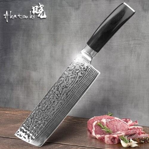 Kitchen knife Chef Knives 7 inch Japanese 7CR17 440C High Carbon Stainless Steel Imitation Damascus Sanding Laser Santoku Knif