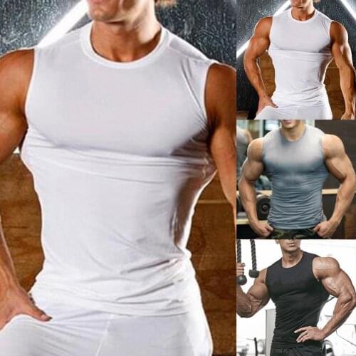 Men Summer Casual Sleeveless Quick-drying Super Tight Vest Polyester Fiber Tank Top