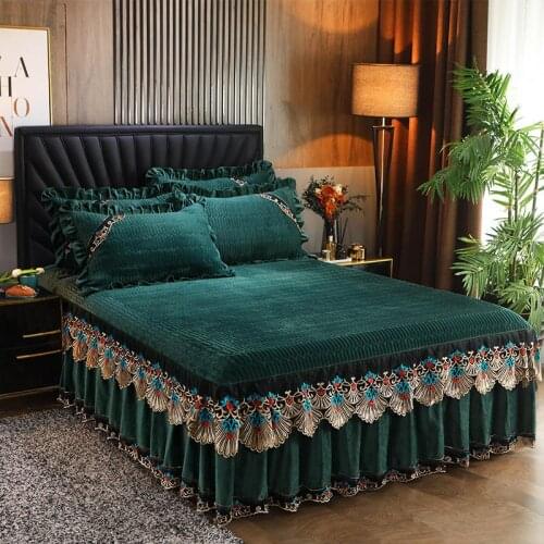 Luxury Latex Filling Bed Cover Bedspread on The Bed Wedding Bed Mattress Sheet Lace Bed Skirts Queen King Size Home Textiles