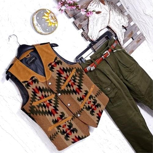 Navajo totem blanket x suede cow leather