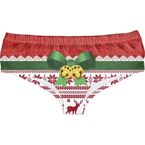 Ladies Christmas Printed Panties Underwear Women Mid Size Seamless Sexy Panties Mix Color Low-Waisted Breathable Panties Gifts