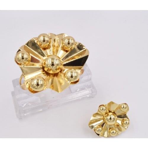 NEW High Quality Ltaly 750 Gold color Jewelry Set For Women african beads fashion Bracelet Ring jewelry