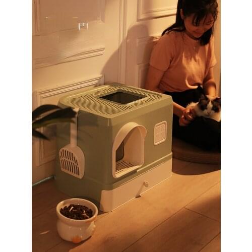 Training Fully Enclosed Cat Litter Box Enclosure Furniture Large Cat Litter Box House Arenero Gato Cerrado Pet Products BD50CP