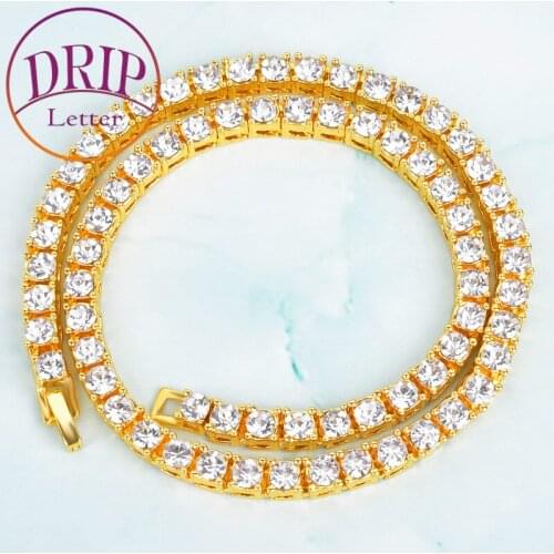 4mm Alloy Tennis Necklace Punk Hip Hop Jewelry For Men Women