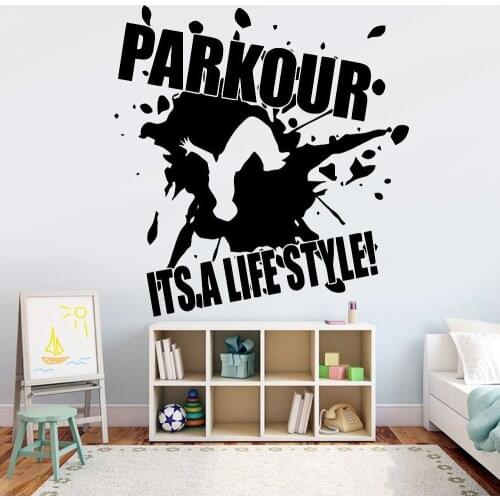 Parkour Wall Decal Extreme Sport Vinyl Wall Sticker Gym Home Decor Its a Lifestyle Quote Quotes Boys Bedroom Art Mural Y720