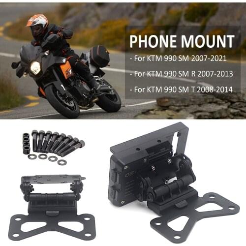 Front Phone Stand Holder Compatible For 990 SM T R 990SMT 2007- Motorcycle GPS Mount Navigaton Plate Bracket Wireless Charging