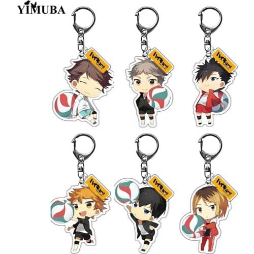 Popular Anime Manga Haikyuu!! Keychain High School Volleyball Boy Hinata Shoyo Kageyama Tobio Figures Acrylic Pendant Key Chain