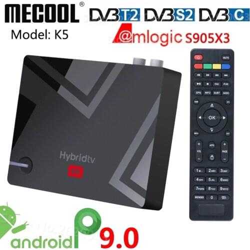 10PCS MECOOL K5 TV Box DVB T2 S2 2G 16G Android 9.0 Amlogic S905X3 2.4G 5G Dual WIFI LAN 100M Smart Media player PVR Recording