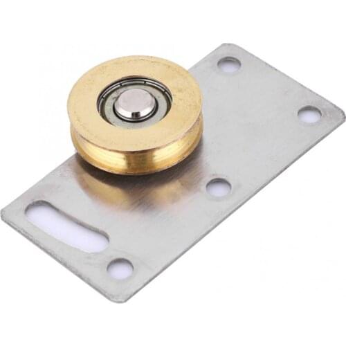 2Pcs 75*38mm Stainless Steel Cabinet Door Runner Sliding Wheel Pulleys Single Cupboard Door Roller W/ Nylon Damping Brake Device