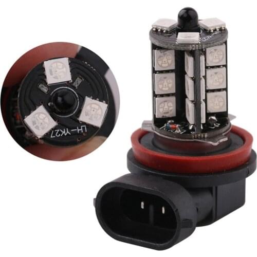 With Remote Control LED Light Bulbs H11/H9/H8 RGB 27SMD 2pcs Set 5050 DC 12V