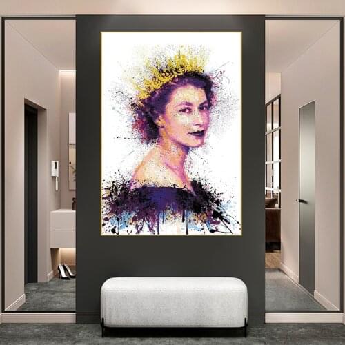Modern Pop Art Inkjet Painting British Queen Portrait Canvas Painting Simple Style Interior Decoration Painting(No Frame)
