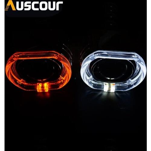 2pcs 3.0 inch led DRL day running white with yellow angel eyes cover Projector lens shrouds Mask H1 H4 hid xenon kit headlight