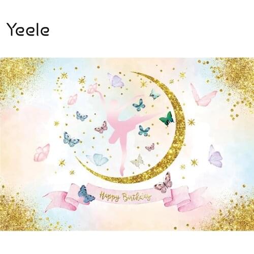 Yeele Photocall Baby Girl Birthday Backdrop Ballet Butterfly Dots Party Decor Background Photography Photographic Photo Studio