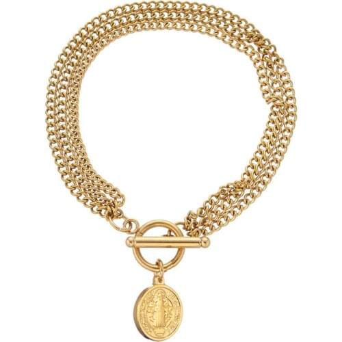 Fashion Golden Coin Charm Bracelets For Women 2021 New Punk Stainless Steel Chain Bileklik Bracelet&Bangle Jewelry