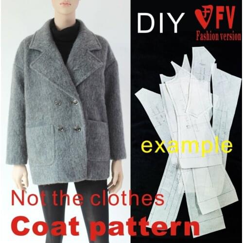 Ladies mid-length and drop-shoulder-sleeved coat coat pattern garment sewing drawing BFY-132