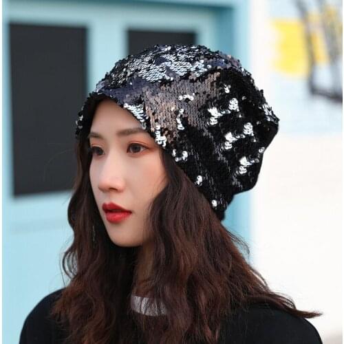 Q Hot Sale Trend New Sequin Beret Women Hat Night Club Birthday Party Dance Cap Multicolor Beret Beanie Hats