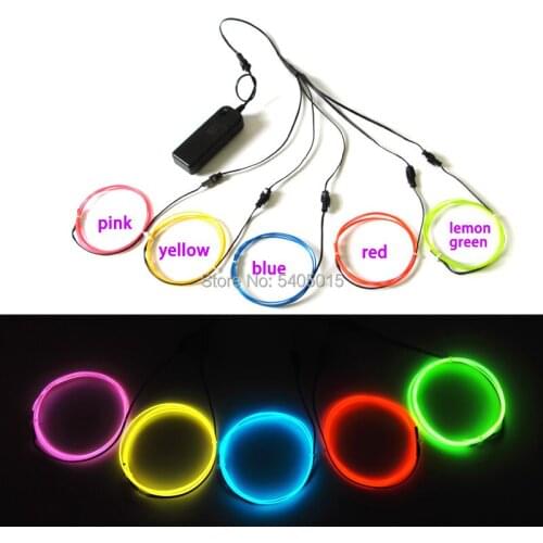 1.3mm 1Meter x 5Pieces EL wire electroluminescent wire flexible neon light EL cold light For Holiday DIY Decoration by DC3V