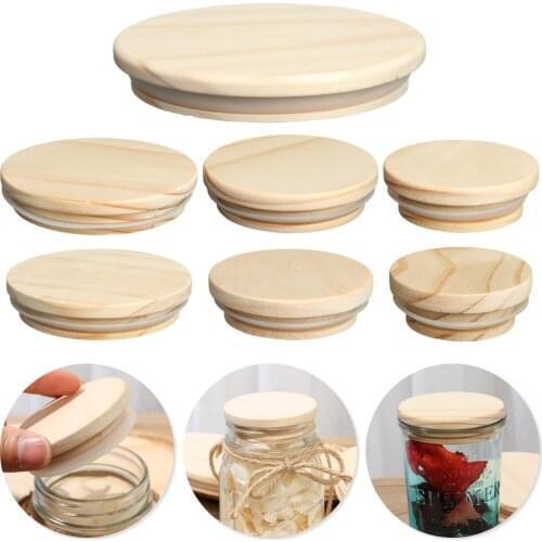 1PC Various Sizes Reusable Wooden Bottle Sealing Caps Canning Mason Jar Lid Wide Mouth Cover Wood Lids Kitchen Canning Storage