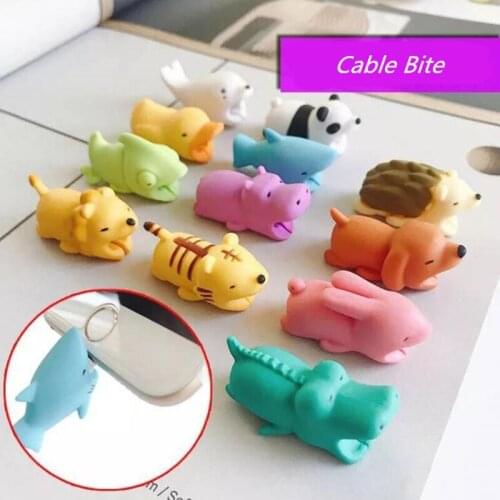 1 pcs Cable Bite Protector for Iphone cable Winder Phone holder Accessory rabbit dog cat Animal doll model funny
