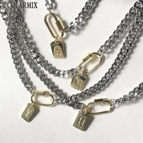 10 letters necklace alphabets chain necklace for women big chain jewelry 40.5 cm length not fade color necklace for women 9630